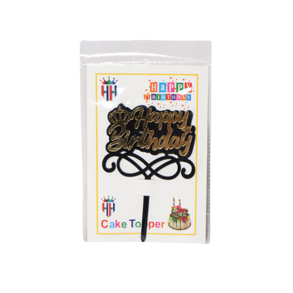HAPPY BIRTHDAY ACRYLIC TOPPER BLACK
