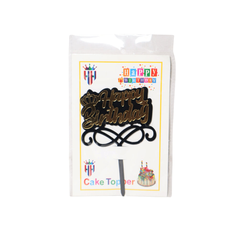 HAPPY BIRTHDAY ACRYLIC TOPPER BLACK