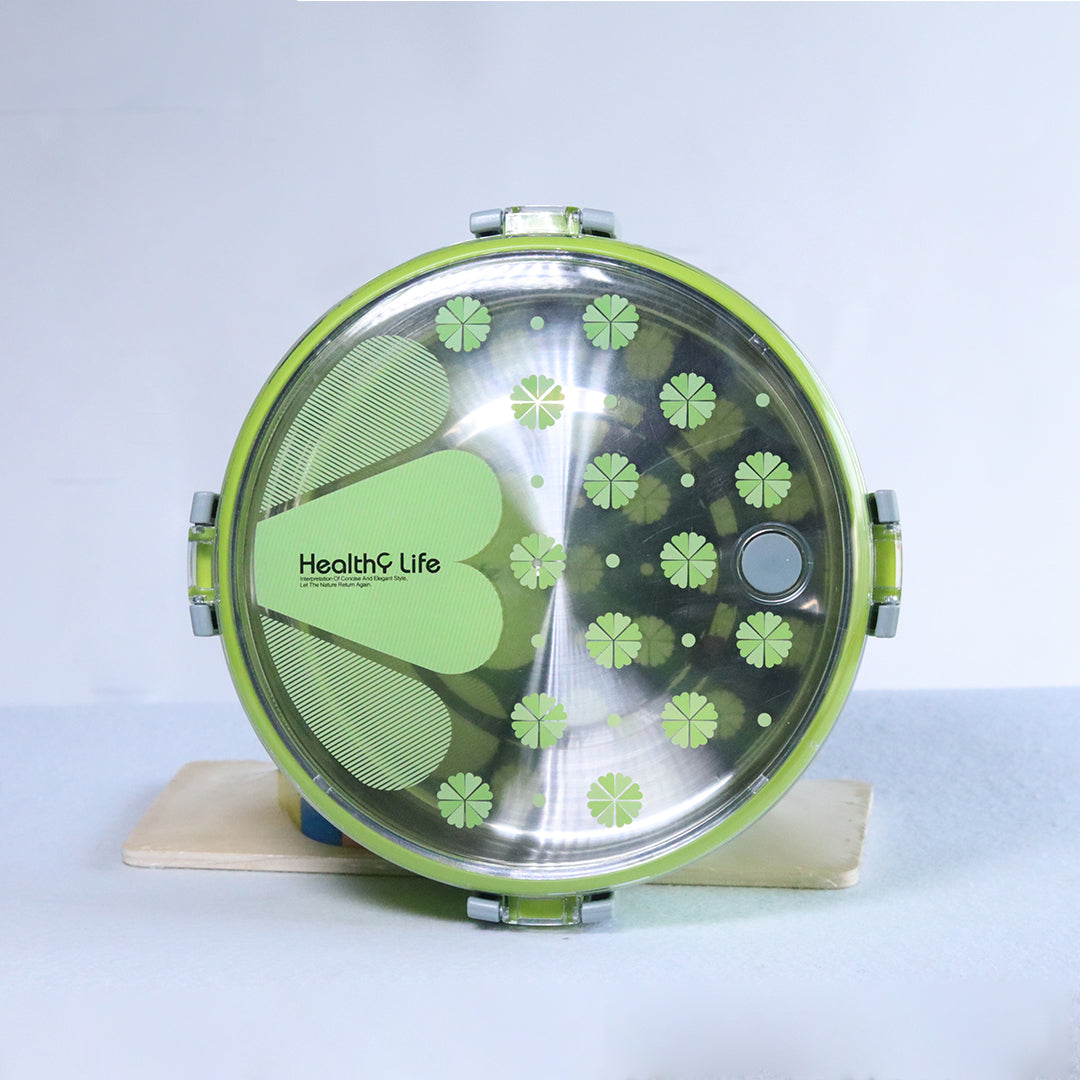 HEALTHY LIFE SCHOOL LUNCH BOX ROUND SHAPE 4 BUTTONS