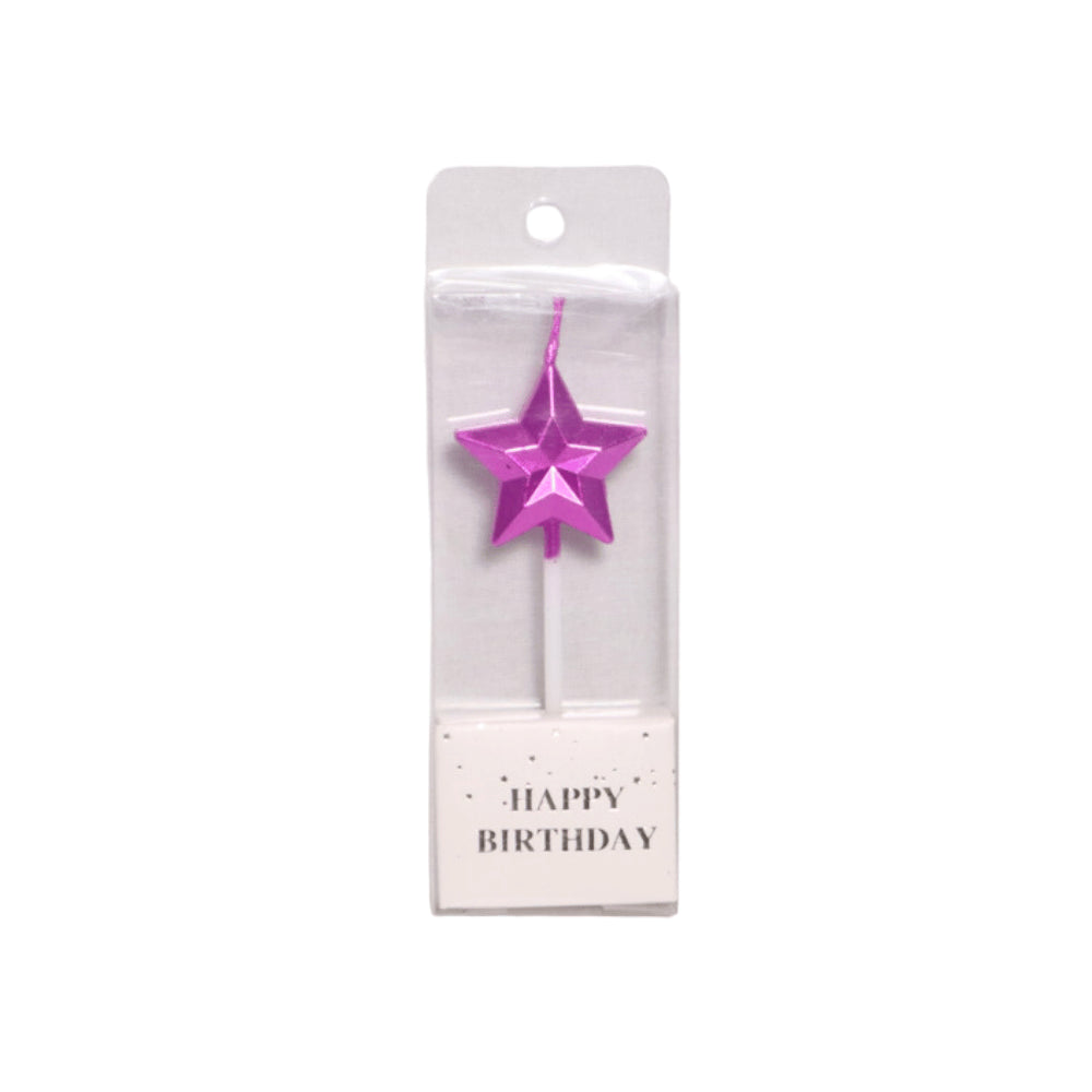 HAPPY BIRTHDAY METALLIC STAR CANDLE STICK