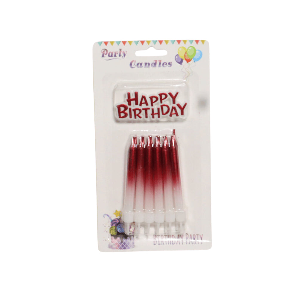 HAPPY BIRTHDAY CANDLES WITH STAND 10 PCS
