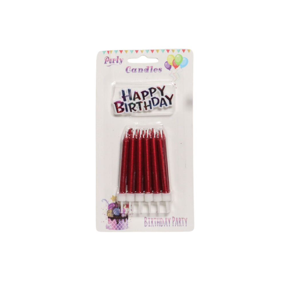 HAPPY BIRTHDAY CANDLES WITH STAND 10 PCS
