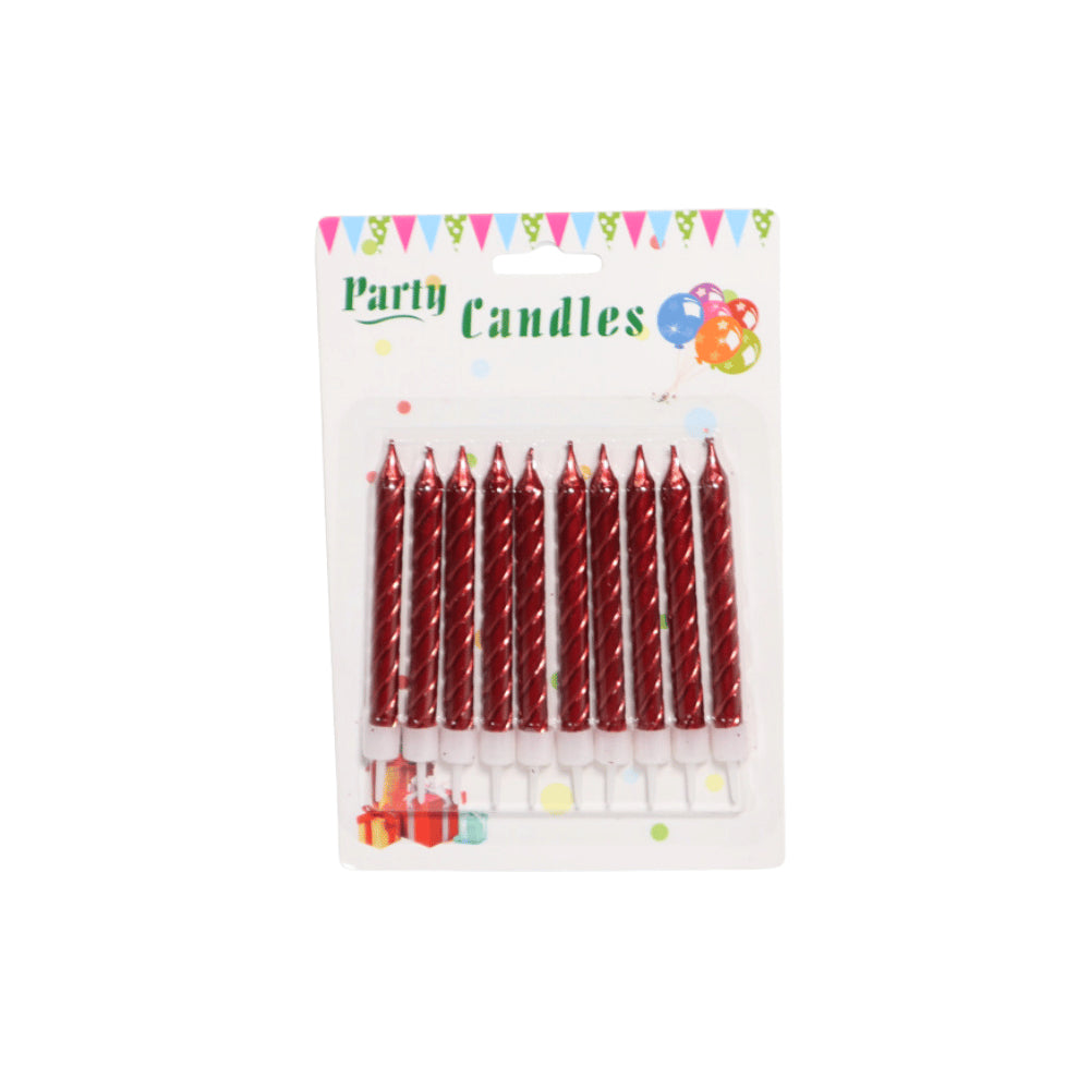 HAPPY BIRTHDAY METALLIC SPIRAL CANDLE WITH STAND 10 PCS