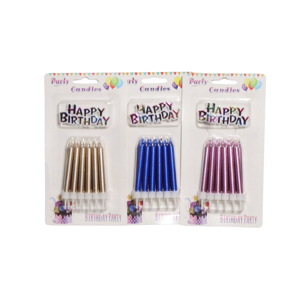 HAPPY BIRTHDAY CANDLES WITH STAND 10 PCS