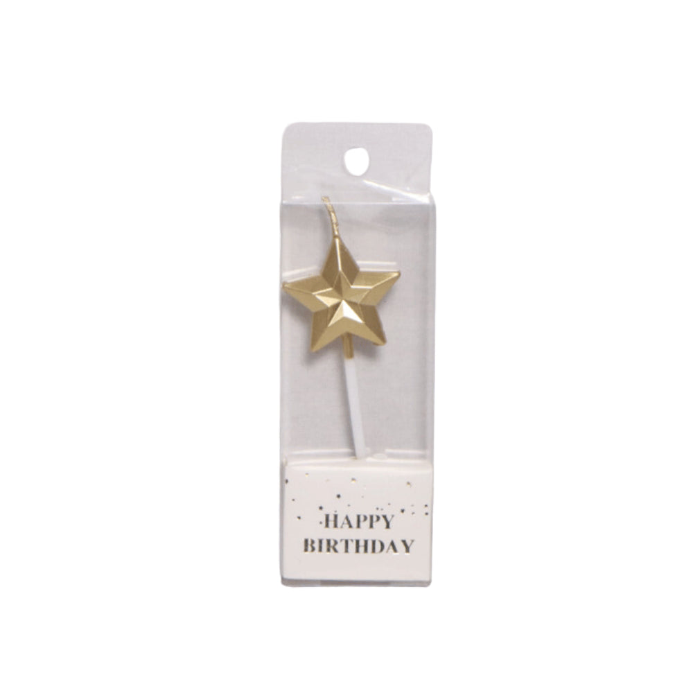 HAPPY BIRTHDAY METALLIC STAR CANDLE STICK