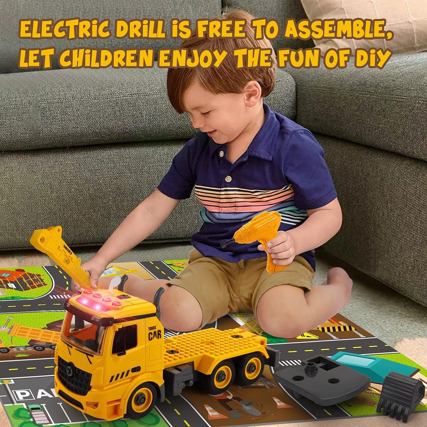DIY BUILDING BLOCK ENGINEERING VEHICLE REPLACEABLE TOOLSET