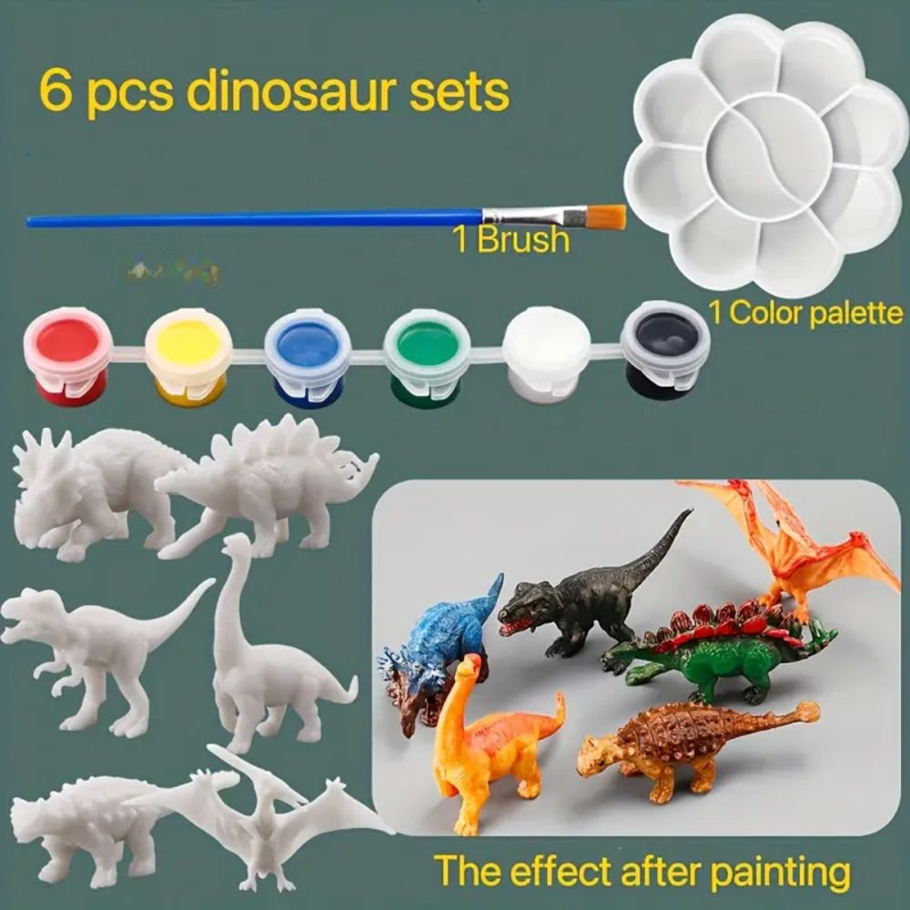 6pcs Children's Dinosaur Painting Set