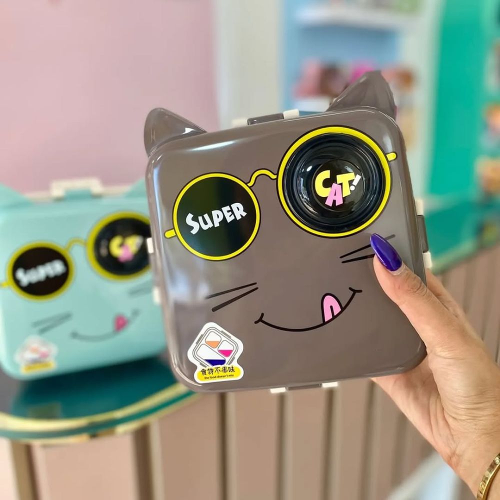 Cat Eye Stainless Steel Lunchbox with partitions and a sauce container