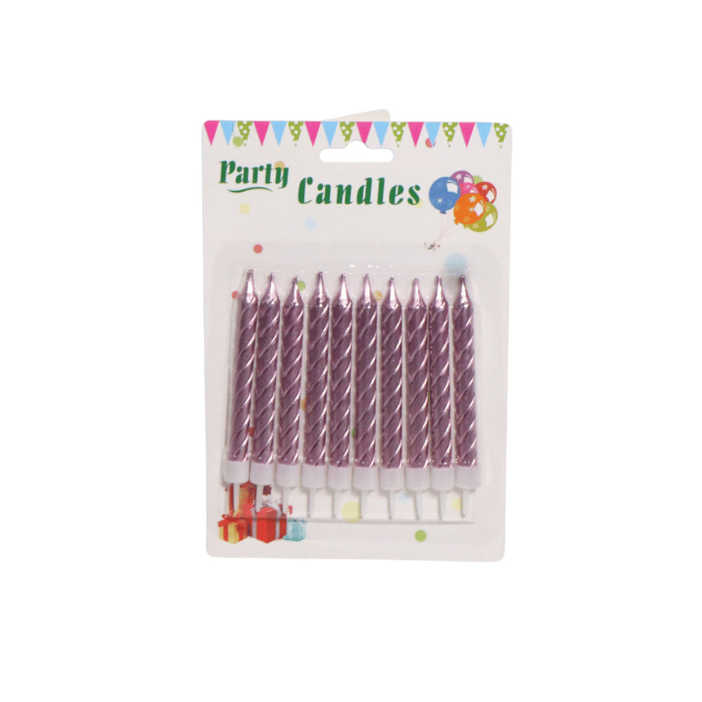 HAPPY BIRTHDAY METALLIC SPIRAL CANDLE WITH STAND 10 PCS
