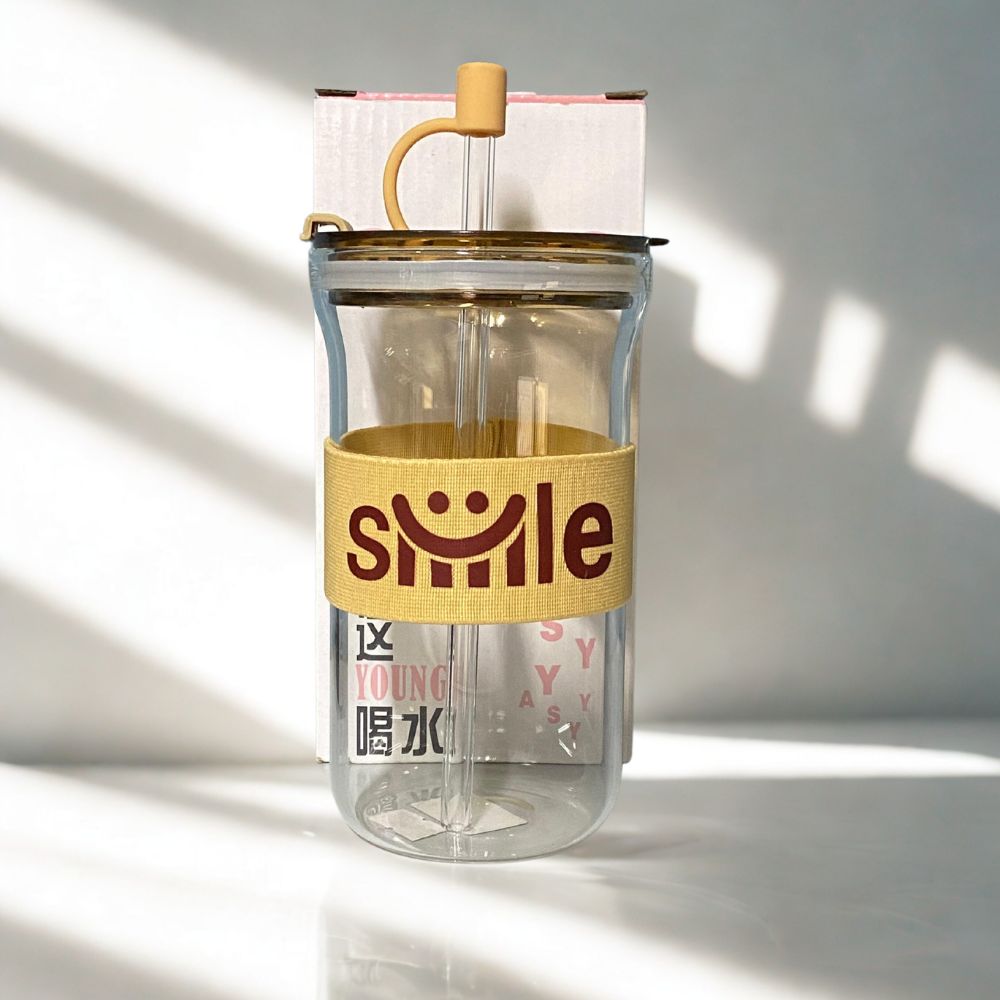 Premium Bubble Tea Cup with Straw and Lid