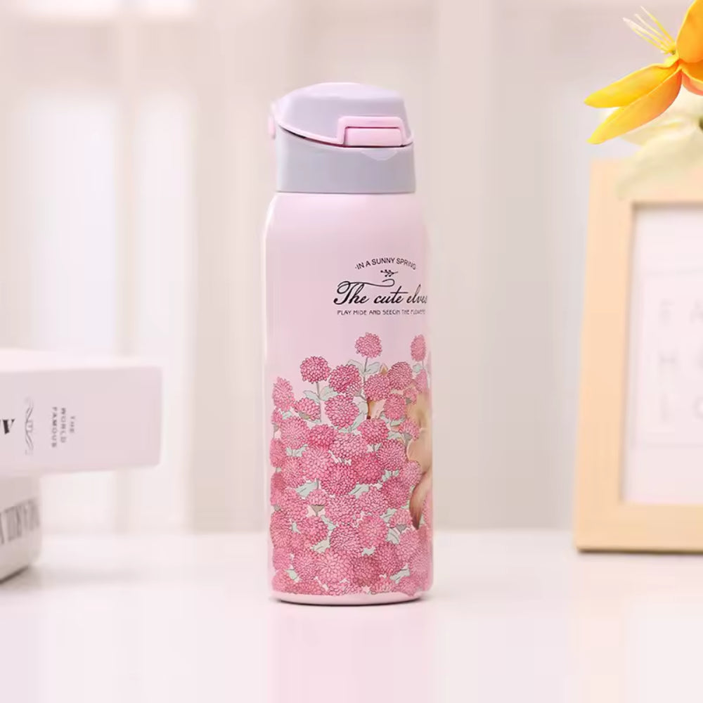 500ml Fashion Stainless Steel 304 Vacuum Flask With Straw Leak-Proof Thermal Water Bottle With Rope