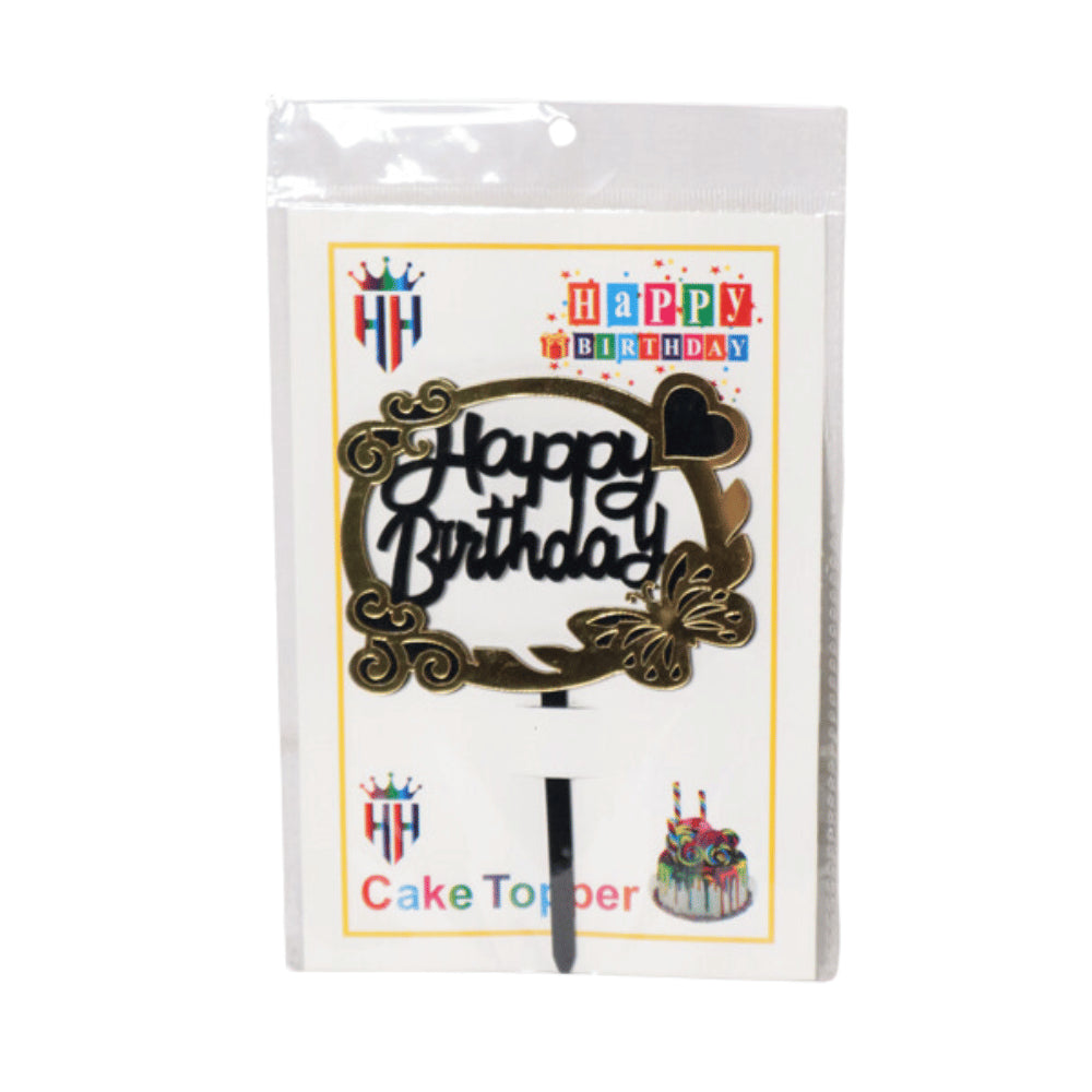 HAPPY BIRTHDAY ACRYLIC TOPPER BLACK