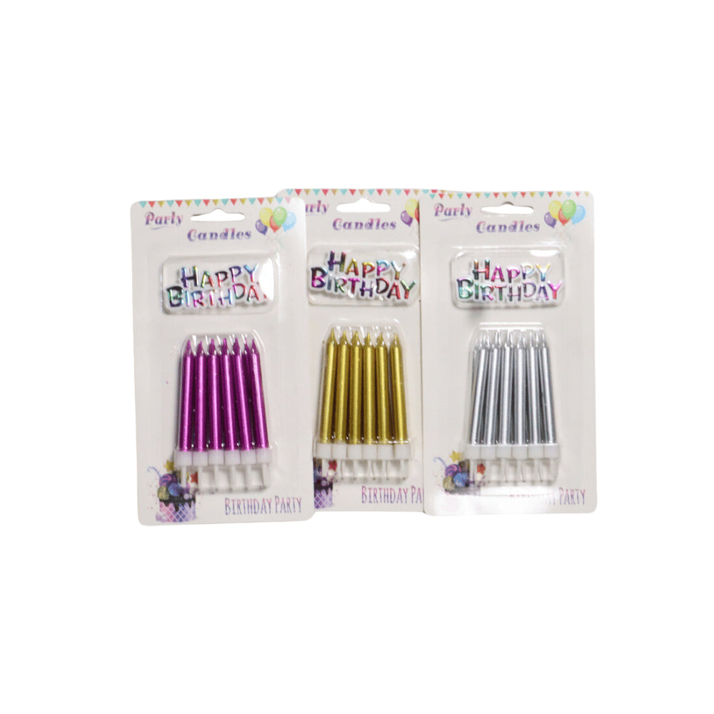 HAPPY BIRTHDAY CANDLES WITH STAND 10 PCS