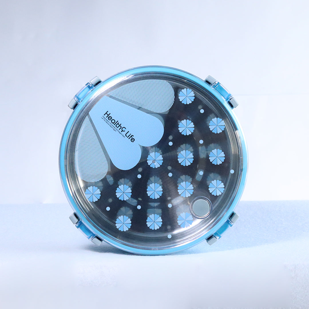 HEALTHY LIFE SCHOOL LUNCH BOX ROUND SHAPE 4 BUTTONS