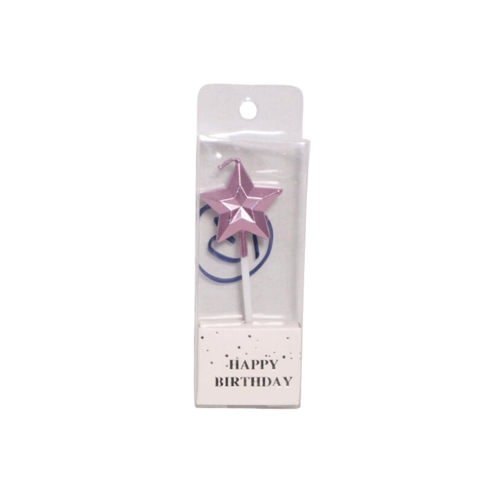 HAPPY BIRTHDAY METALLIC STAR CANDLE STICK