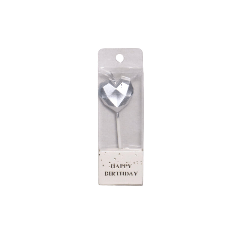 HAPPY BIRTHDAY METALLIC HEART CANDLE STICK