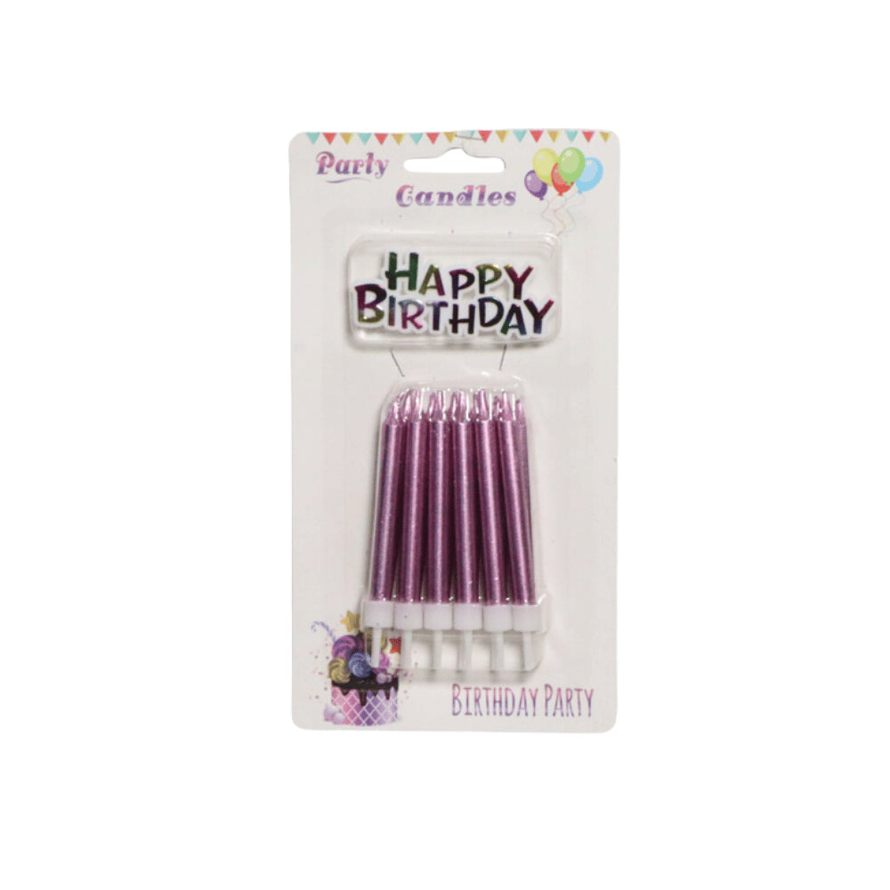 HAPPY BIRTHDAY CANDLES WITH STAND 10 PCS