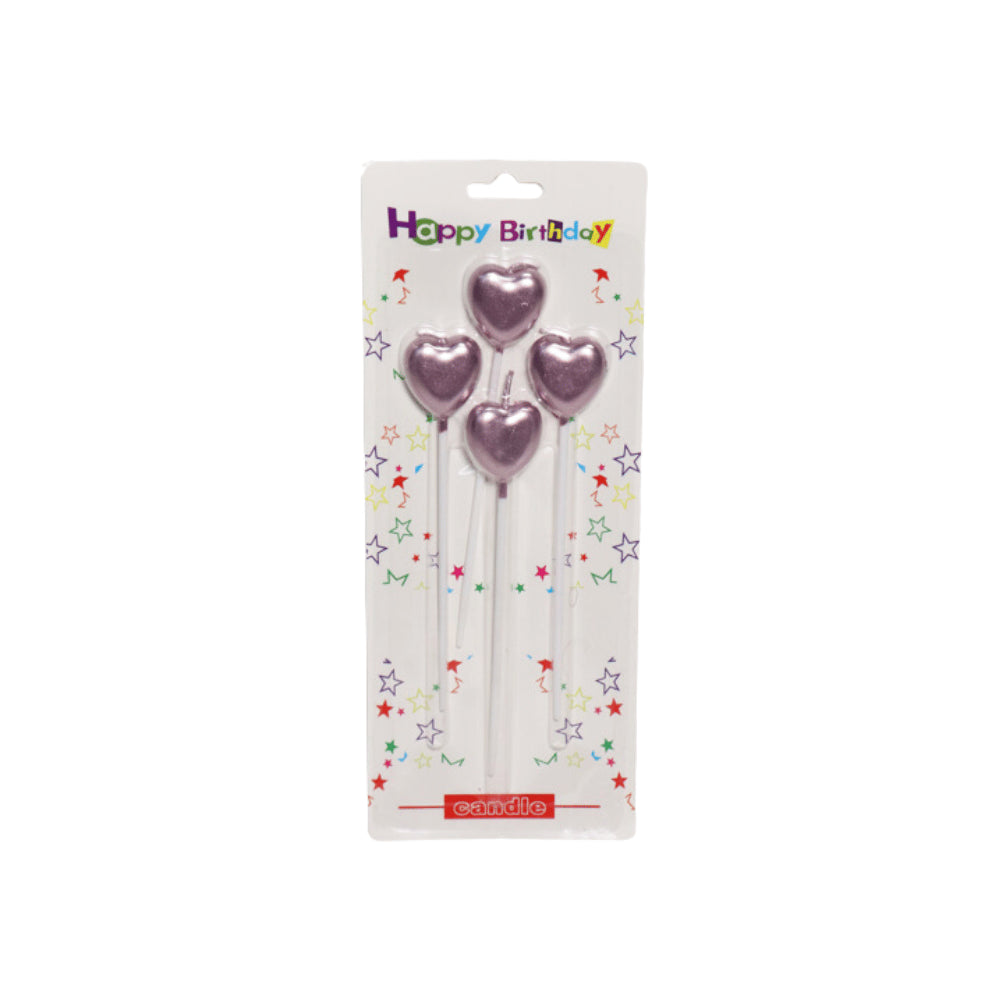 HAPPY BIRTHDAY CANDLE HEART 4PCS