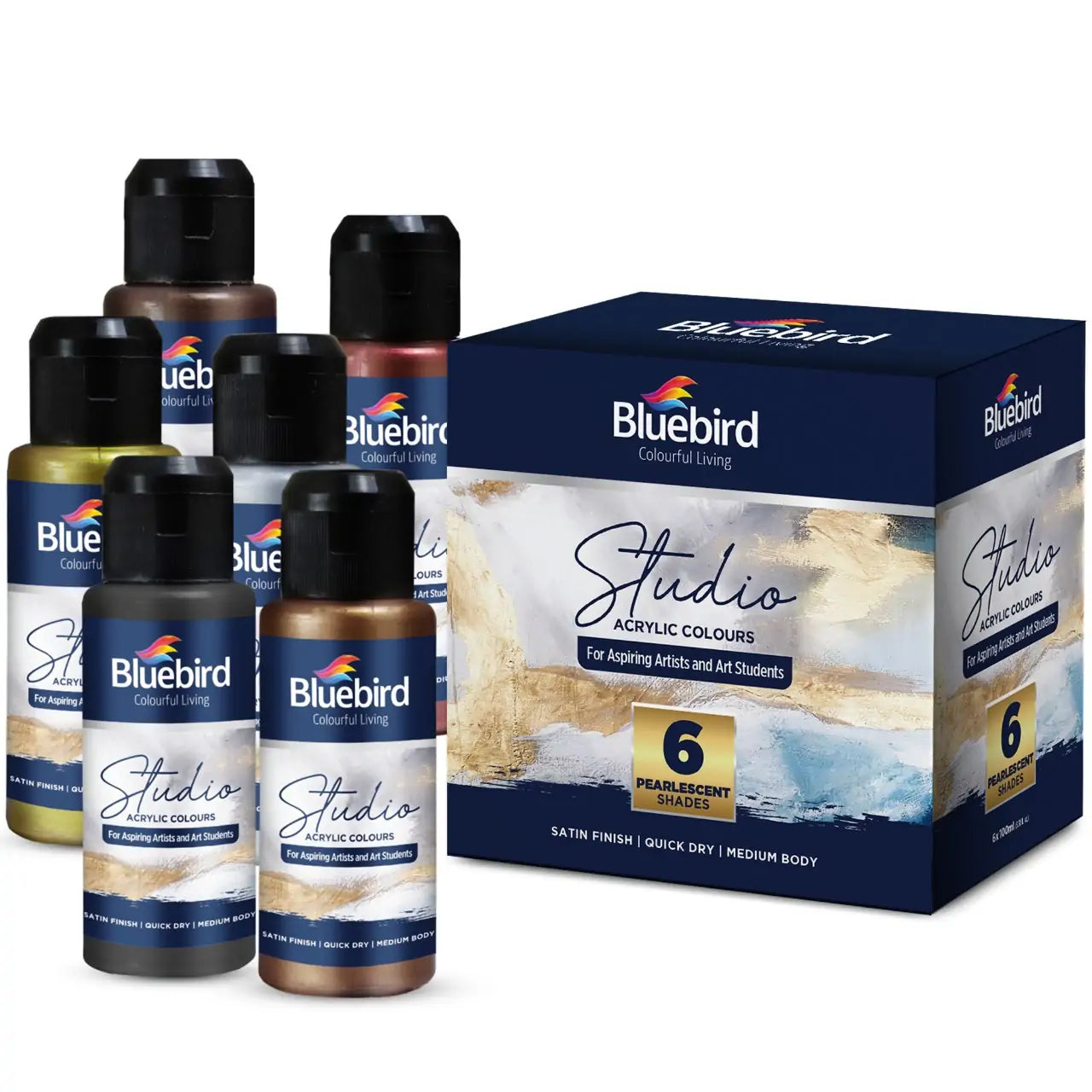 BLUE BIRD STUDIO ACRYLIC COLORS 100 - 6 PEARLESCENT SET