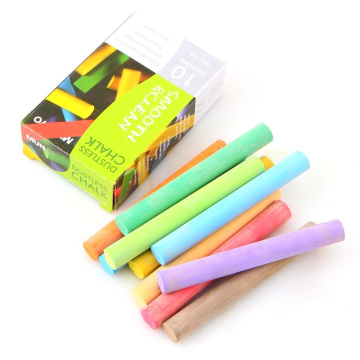 MUNGYO DUSTLESS SMOOTH & CLEAN COLORFUL CHALK ADC-10 PACK OF 10