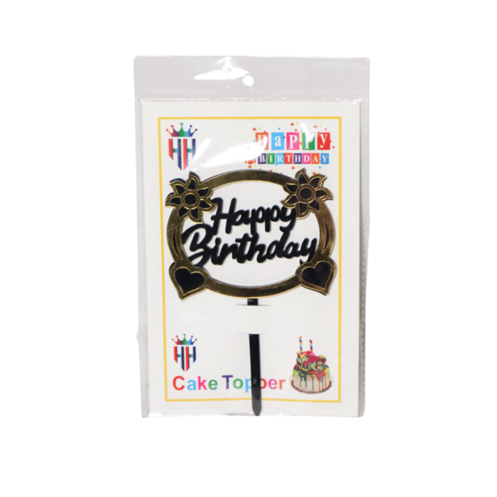HAPPY BIRTHDAY ACRYLIC TOPPER BLACK