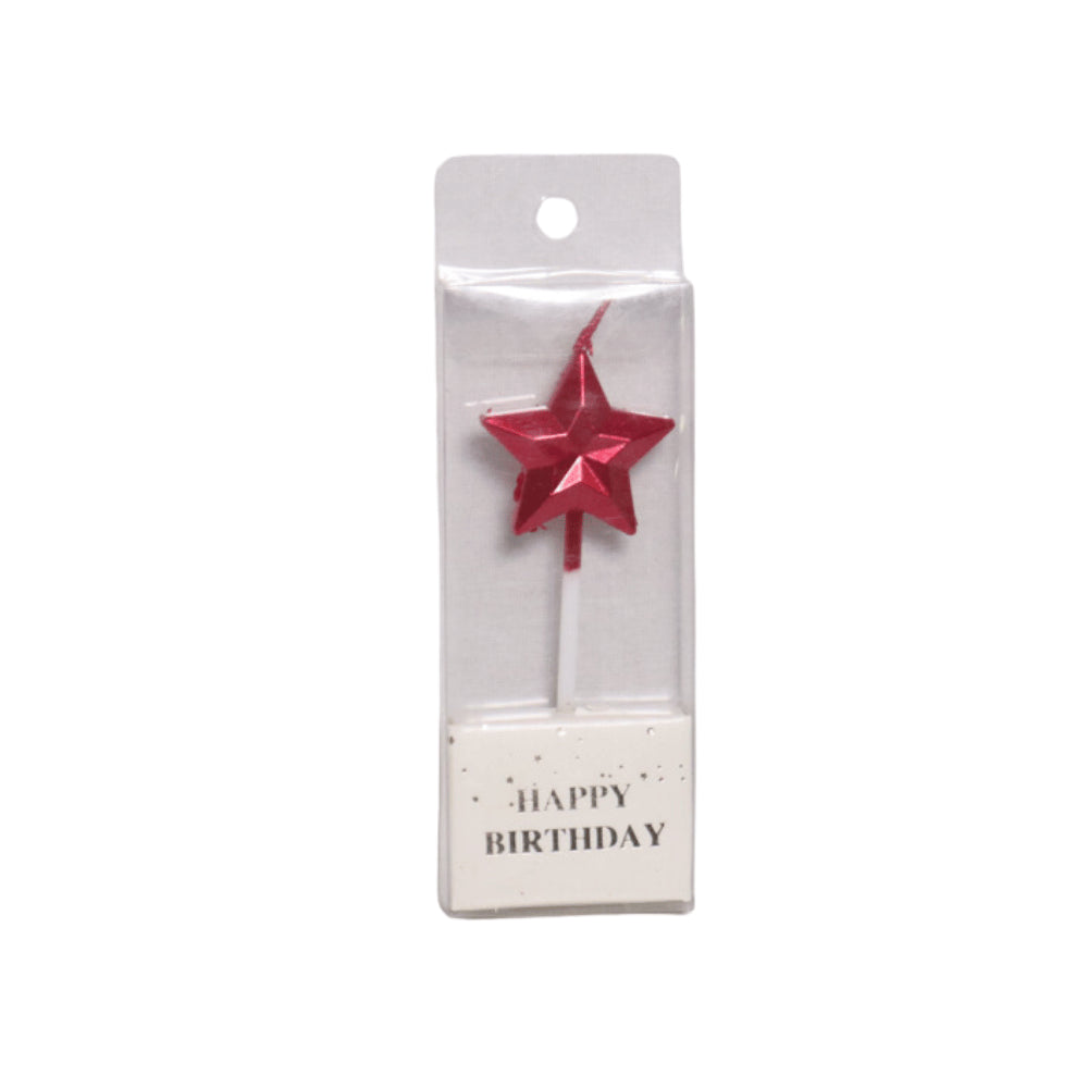 HAPPY BIRTHDAY METALLIC STAR CANDLE STICK
