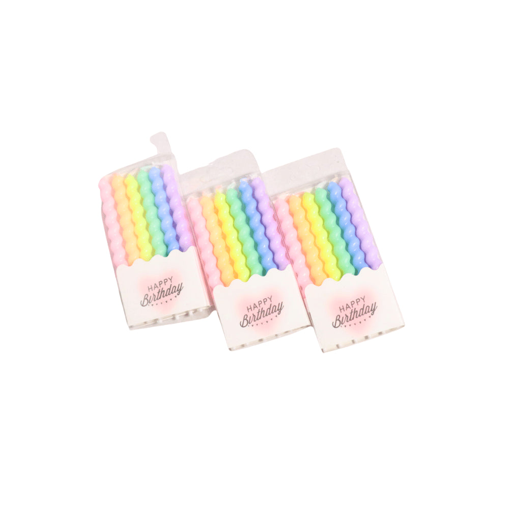 HAPPY BIRTHDAY MINI SPIRAL NEON CANDLES 6 PCS