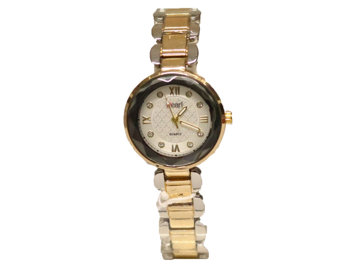 SILVER AND GOLDEN ANALOG STAINLESS STEEL STRAP WATCH