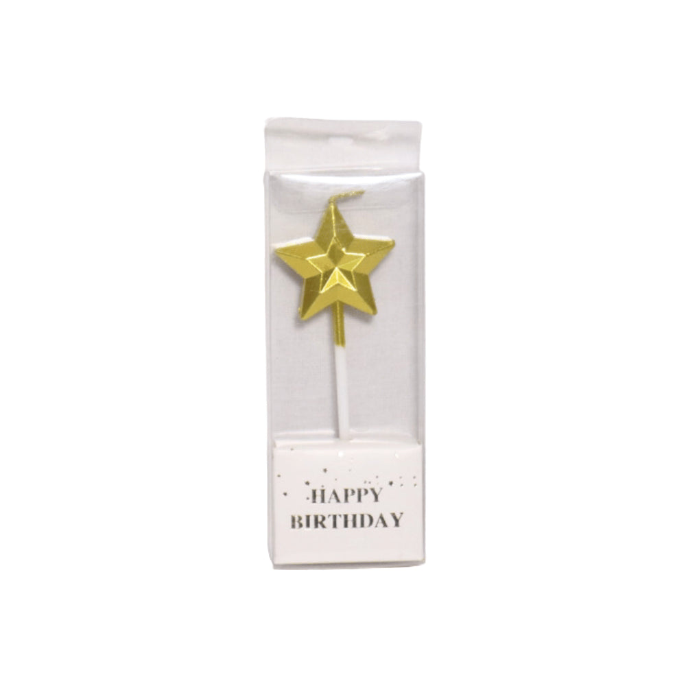 HAPPY BIRTHDAY METALLIC STAR CANDLE STICK