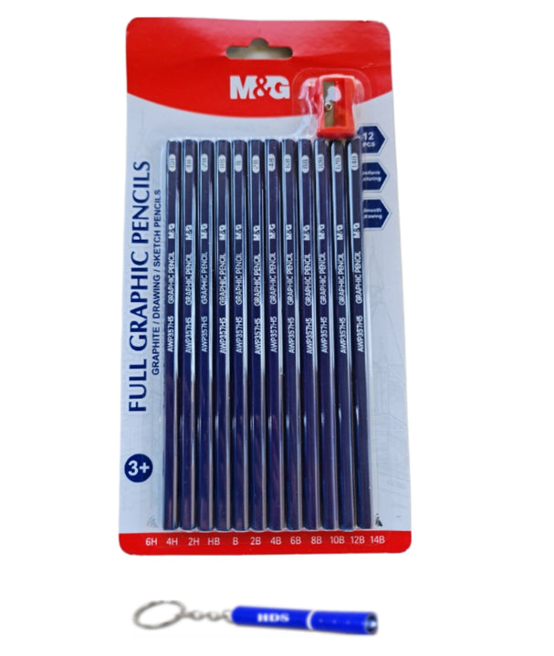 M&G FULL GRAPHITE PENCILS 12PCS + SHARPENER