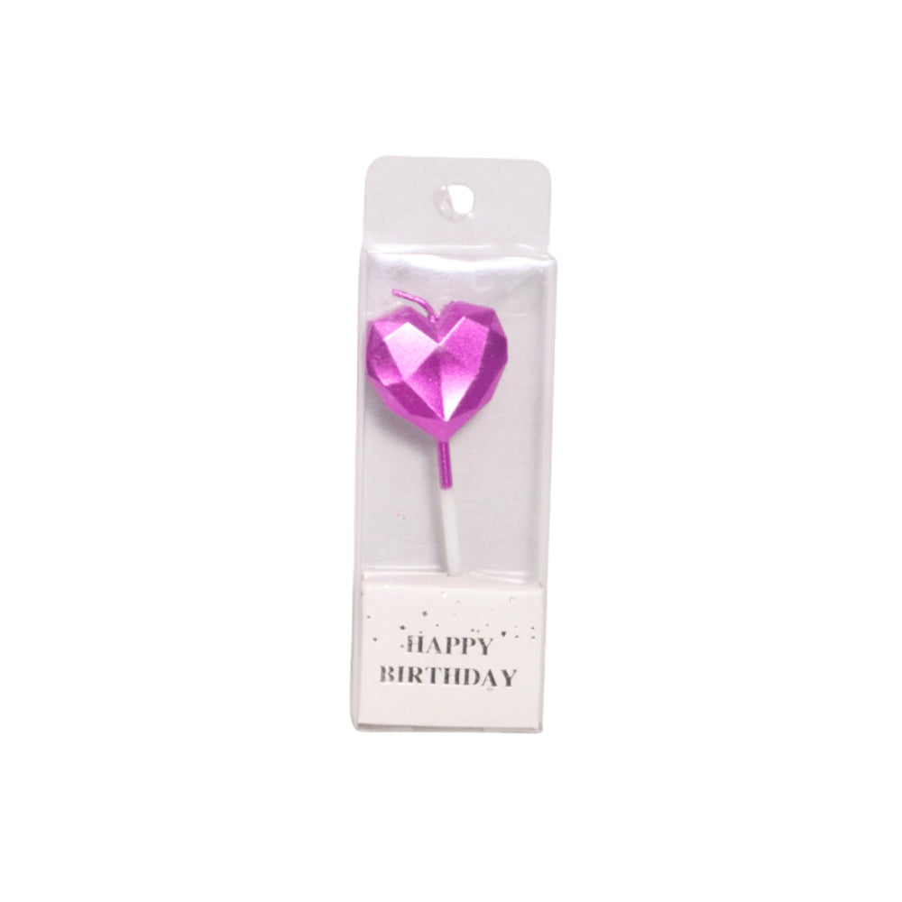 HAPPY BIRTHDAY METALLIC HEART CANDLE STICK