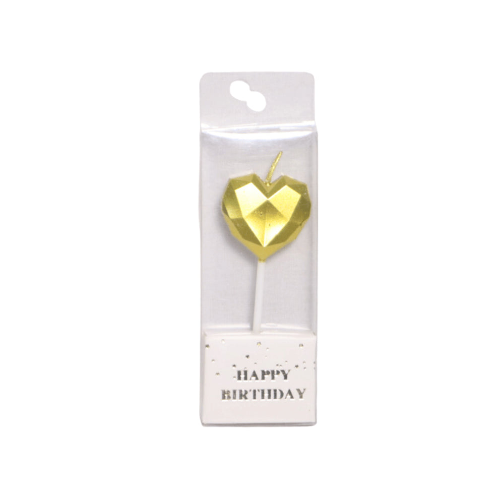 HAPPY BIRTHDAY METALLIC HEART CANDLE STICK