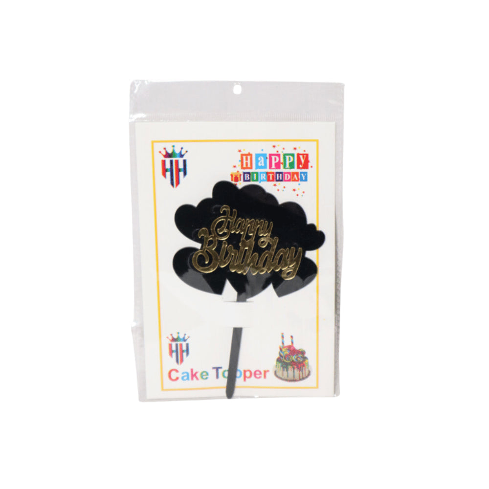 HAPPY BIRTHDAY ACRYLIC TOPPER BLACK