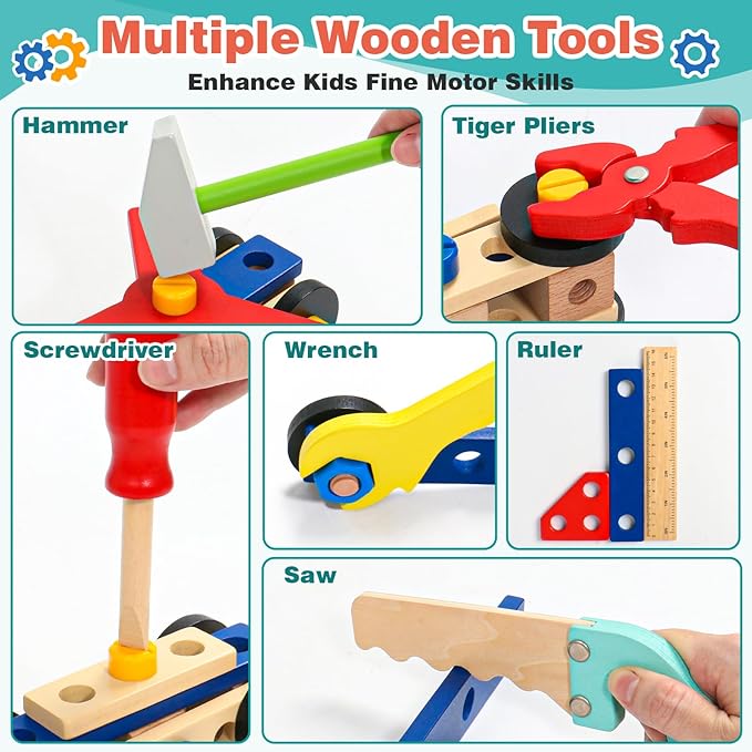 WOODEN TOOL SET FOR KIDS AGE 3+