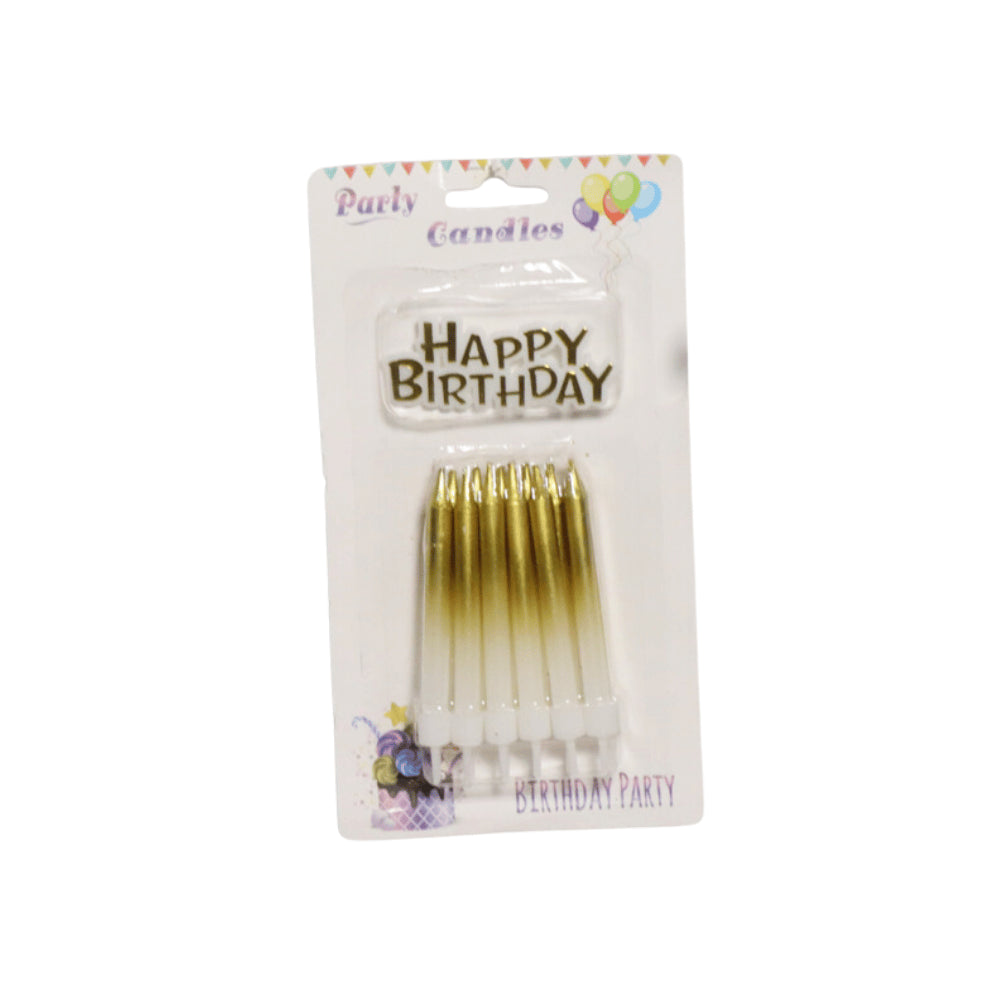 HAPPY BIRTHDAY CANDLES WITH STAND 10 PCS