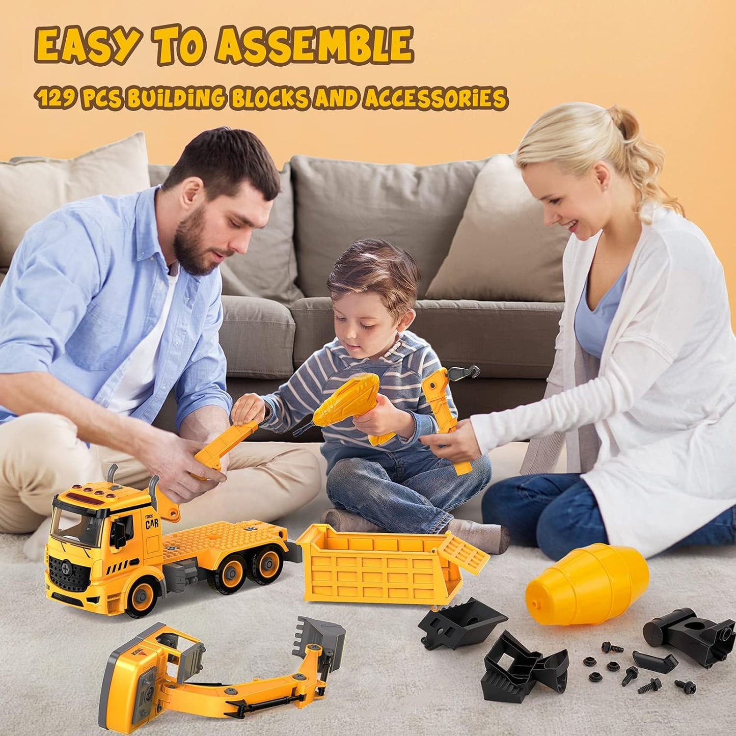 DIY BUILDING BLOCK ENGINEERING VEHICLE REPLACEABLE TOOLSET