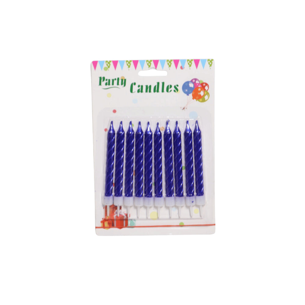 HAPPY BIRTHDAY METALLIC SPIRAL CANDLE WITH STAND 10 PCS
