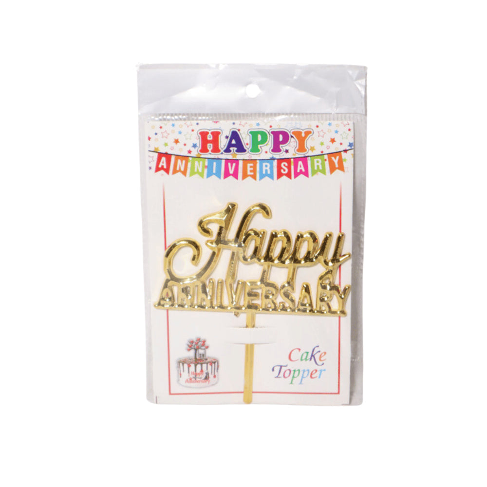 HAPPY ANNIVERSARY CAKE TOPPER GOLDEN