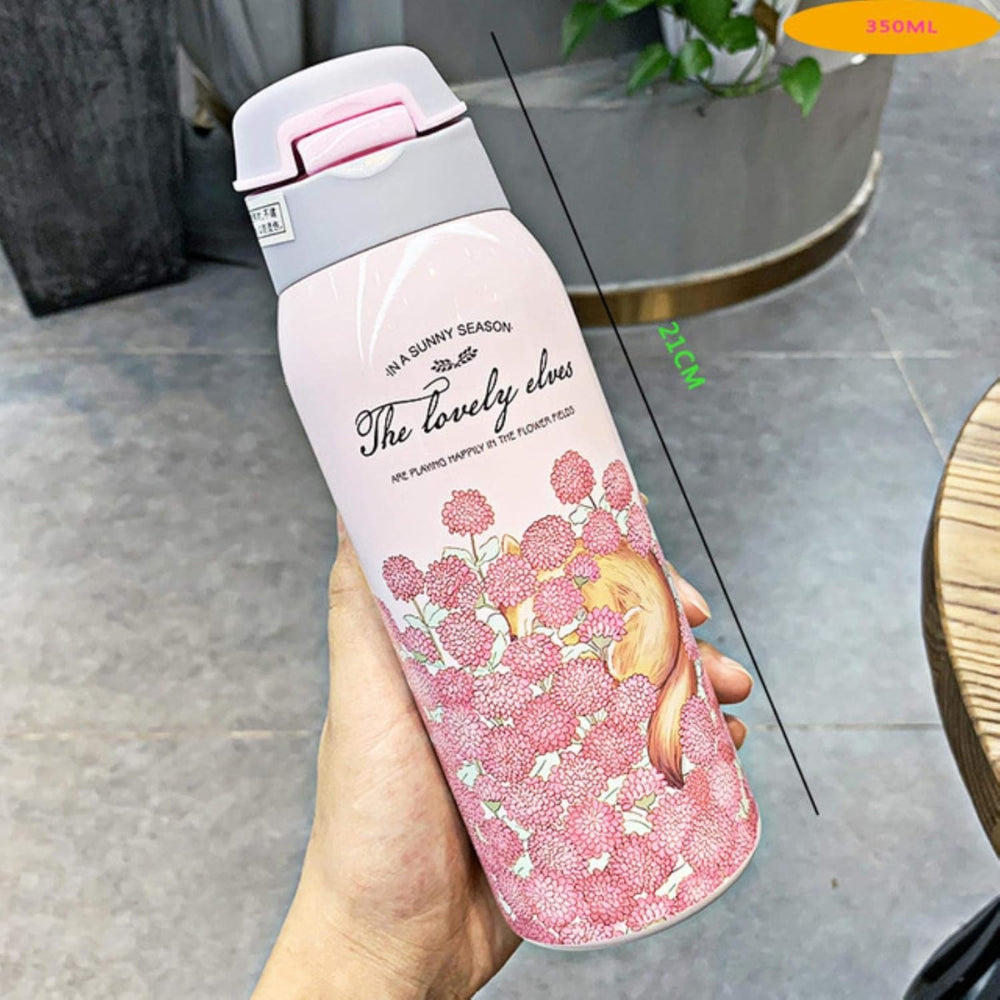 500ml Fashion Stainless Steel 304 Vacuum Flask With Straw Leak-Proof Thermal Water Bottle With Rope