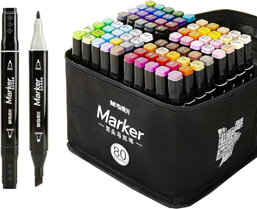 M&G DUAL MARKER BROAD AND FINE 80 COLORS IN BAG APMV1416