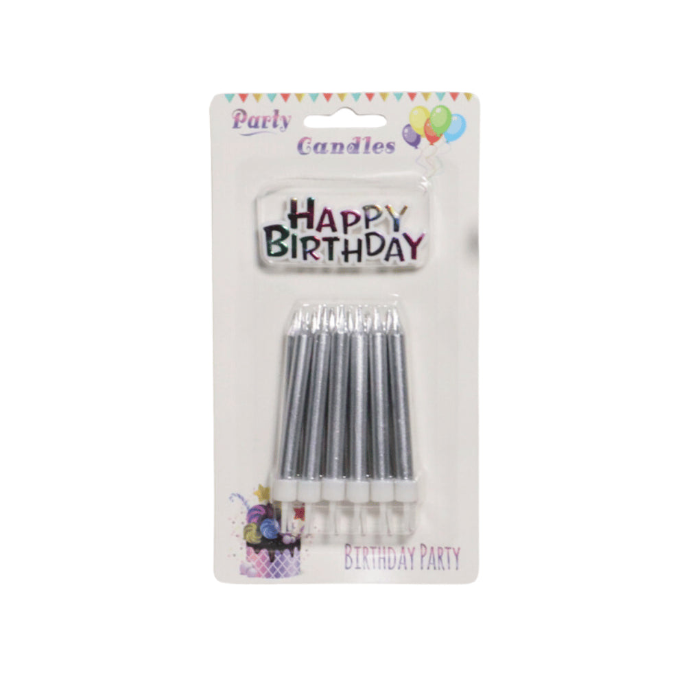 HAPPY BIRTHDAY CANDLES WITH STAND 10 PCS