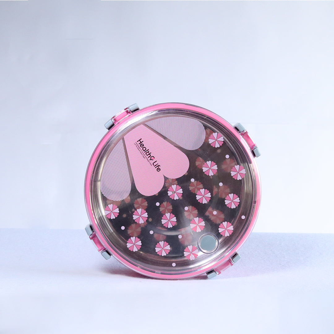 HEALTHY LIFE SCHOOL LUNCH BOX ROUND SHAPE 4 BUTTONS