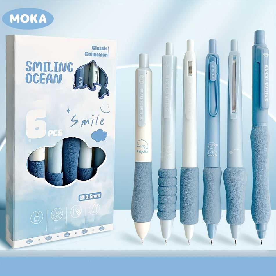 MOKA Classic Collection Gel Pens 0.5mm Black (pack of 6)