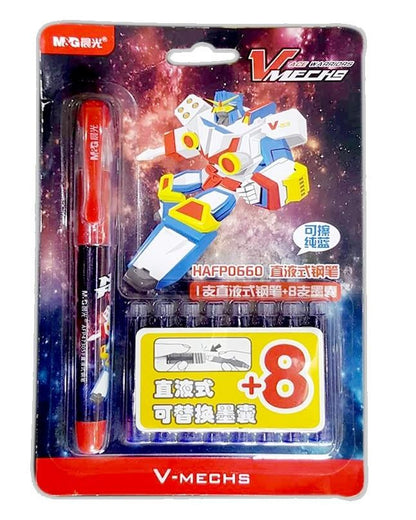 M&G V MECHS ACE WARRIORS CARTRIDGE FOUNTAIN PEN WITH 8 REFILLS