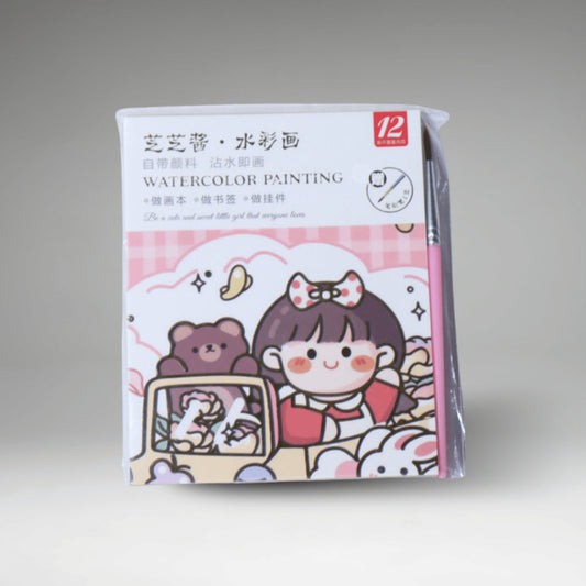 WATER COLOR PAINTING MINI BOOK WITH BRUSH