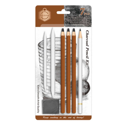 KEEPSMILING CHARCOAL PENCIL KIT 7PCS