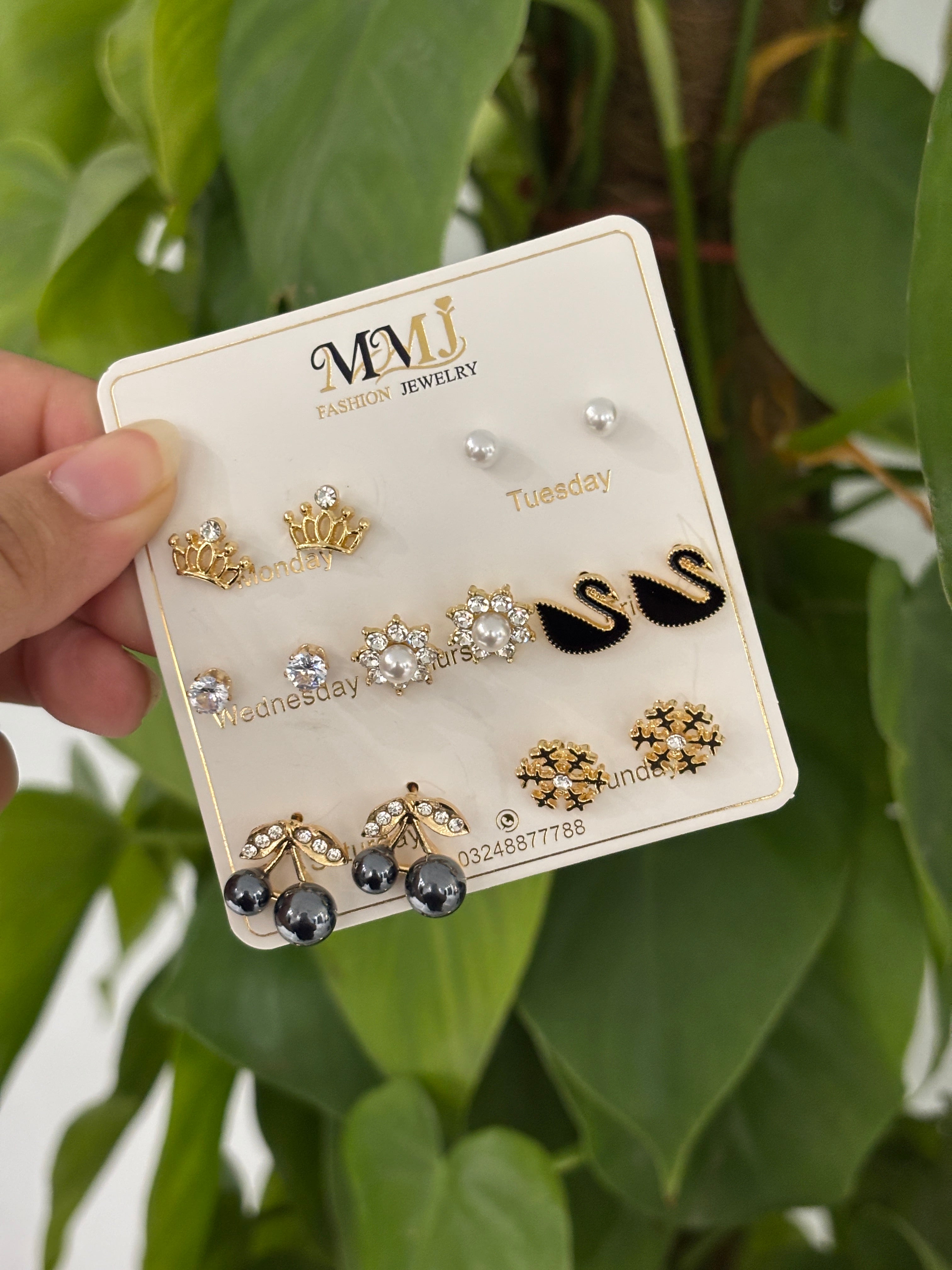 Aurora 7-in-1 Color Stud Earrings Set – Pearl & Swan Multi-Color Collection