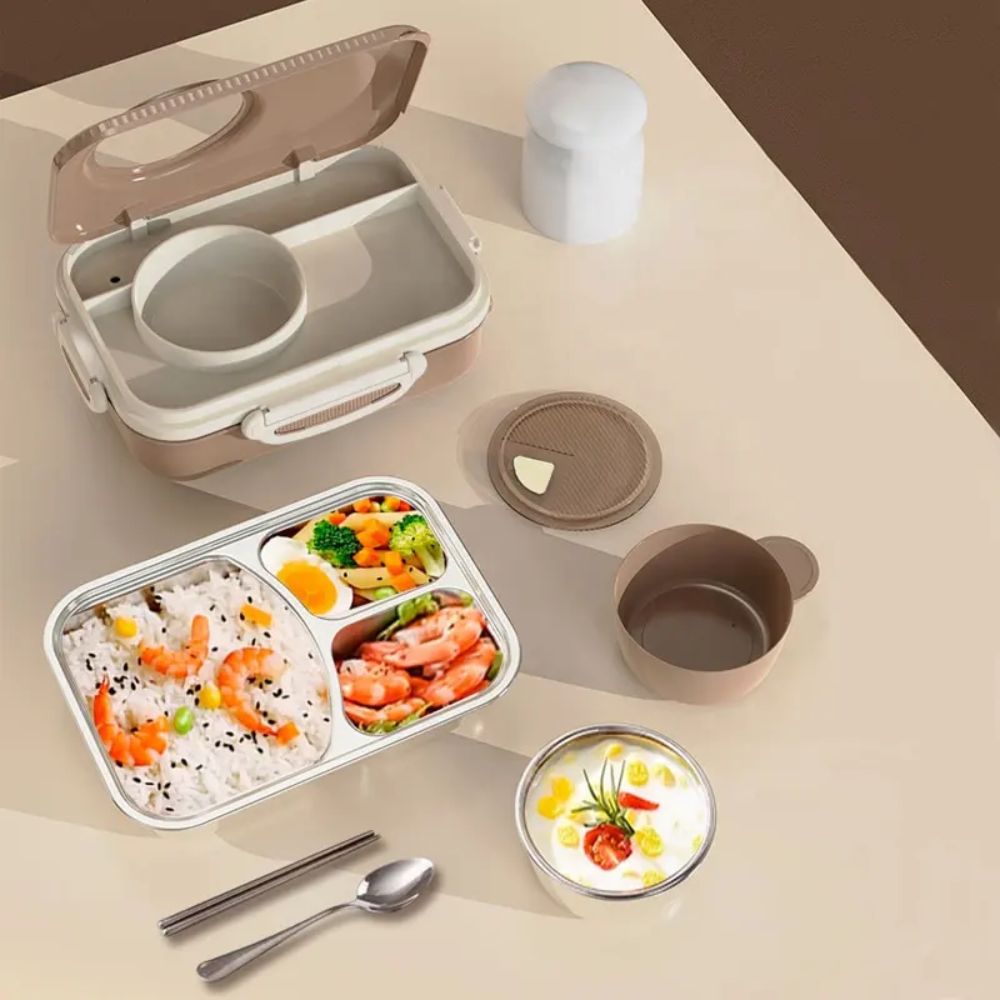 Stainless Steel Lunchbox with Soup Bowl 1100 ml & 3 Compartments