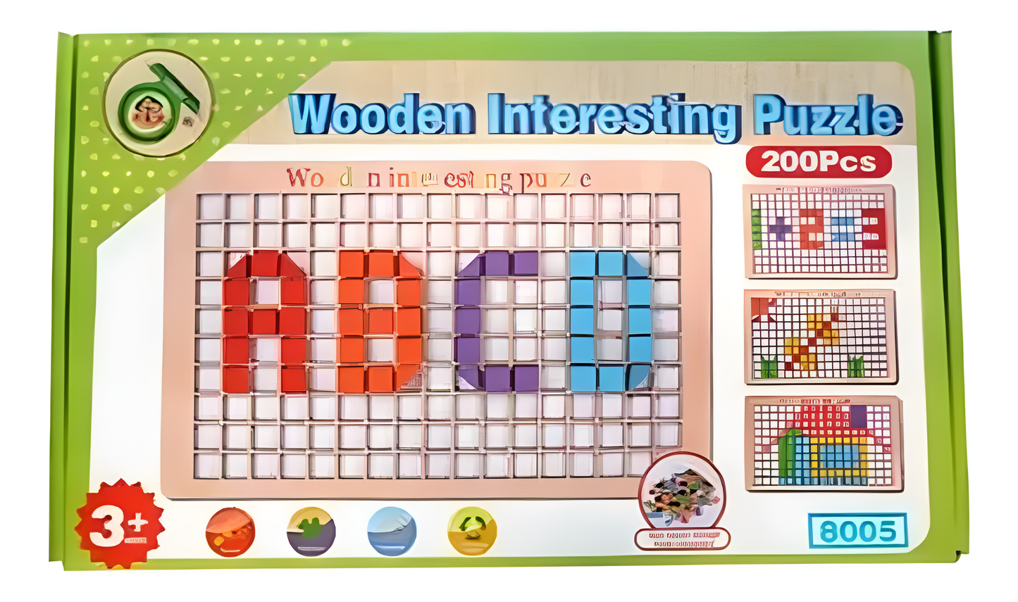WOODEN INTERESTING PUZZLE MOSAIC PATTERN BLOCKS