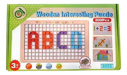 WOODEN INTERESTING PUZZLE MOSAIC PATTERN BLOCKS